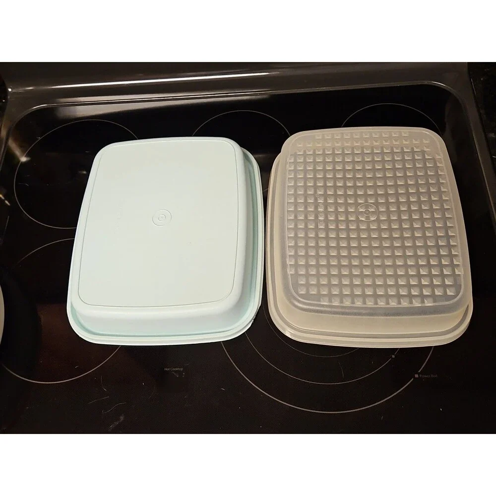 Vintage Tupperware Mint Green Season & Serve Marinade Dish W Lid 1295-7 & 1294-1